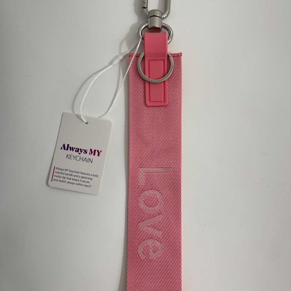 Pink Keychain with 'Love' Embroidery